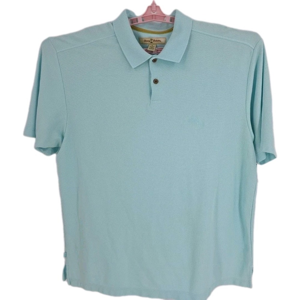 Tommy Bahama Robin's Egg Blue Pima Cotton/Polyester Golf Shirt  in Size‎ XL